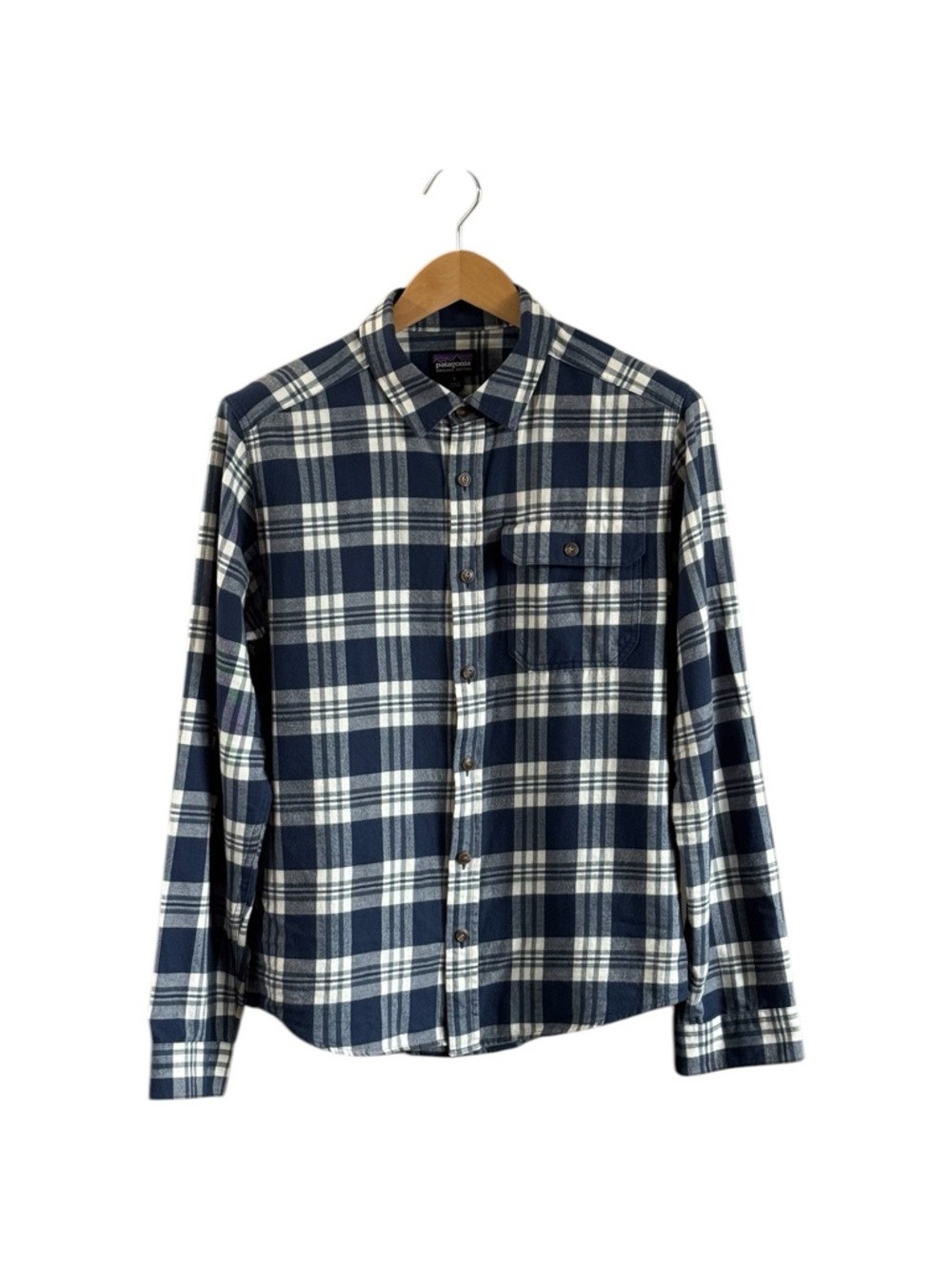 Patagonia Lightweight Fjord Flannel Shirt - Navy/White Check Small